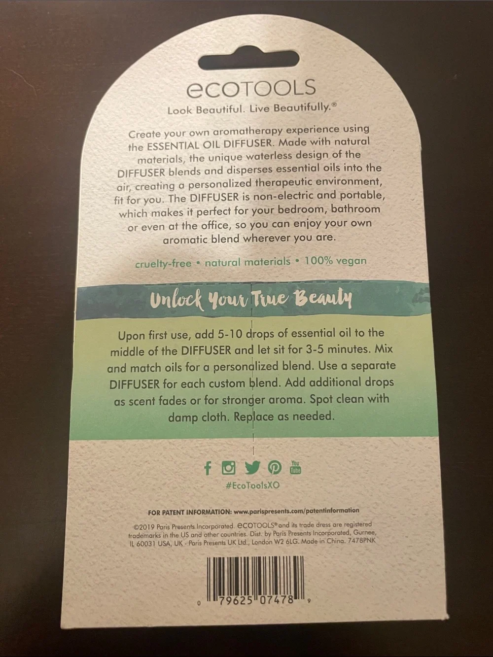 ecotools Pink and White Ceramic Essential Oil Clay Diffuser